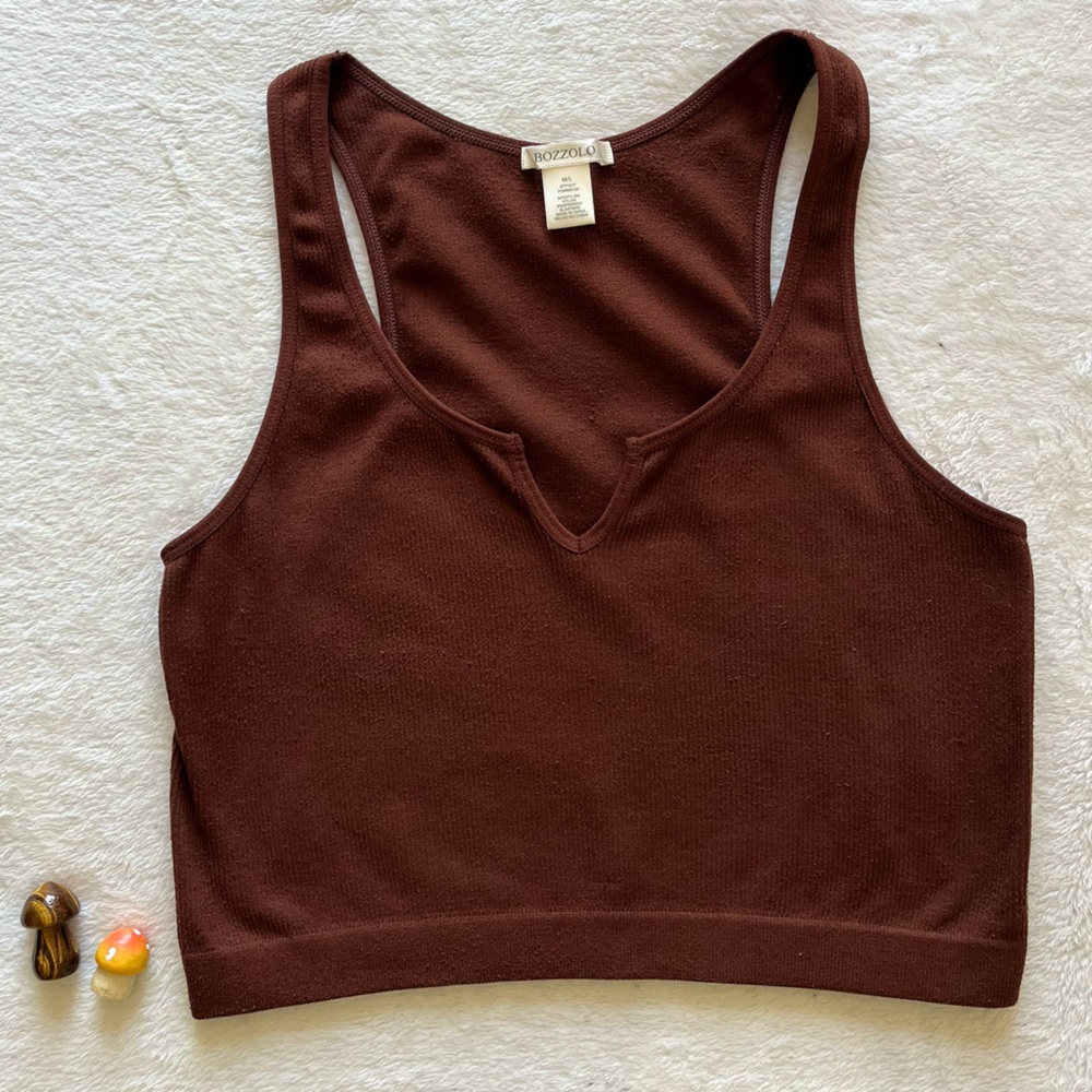 Corduroy V-Neck Crop Top 🤎
